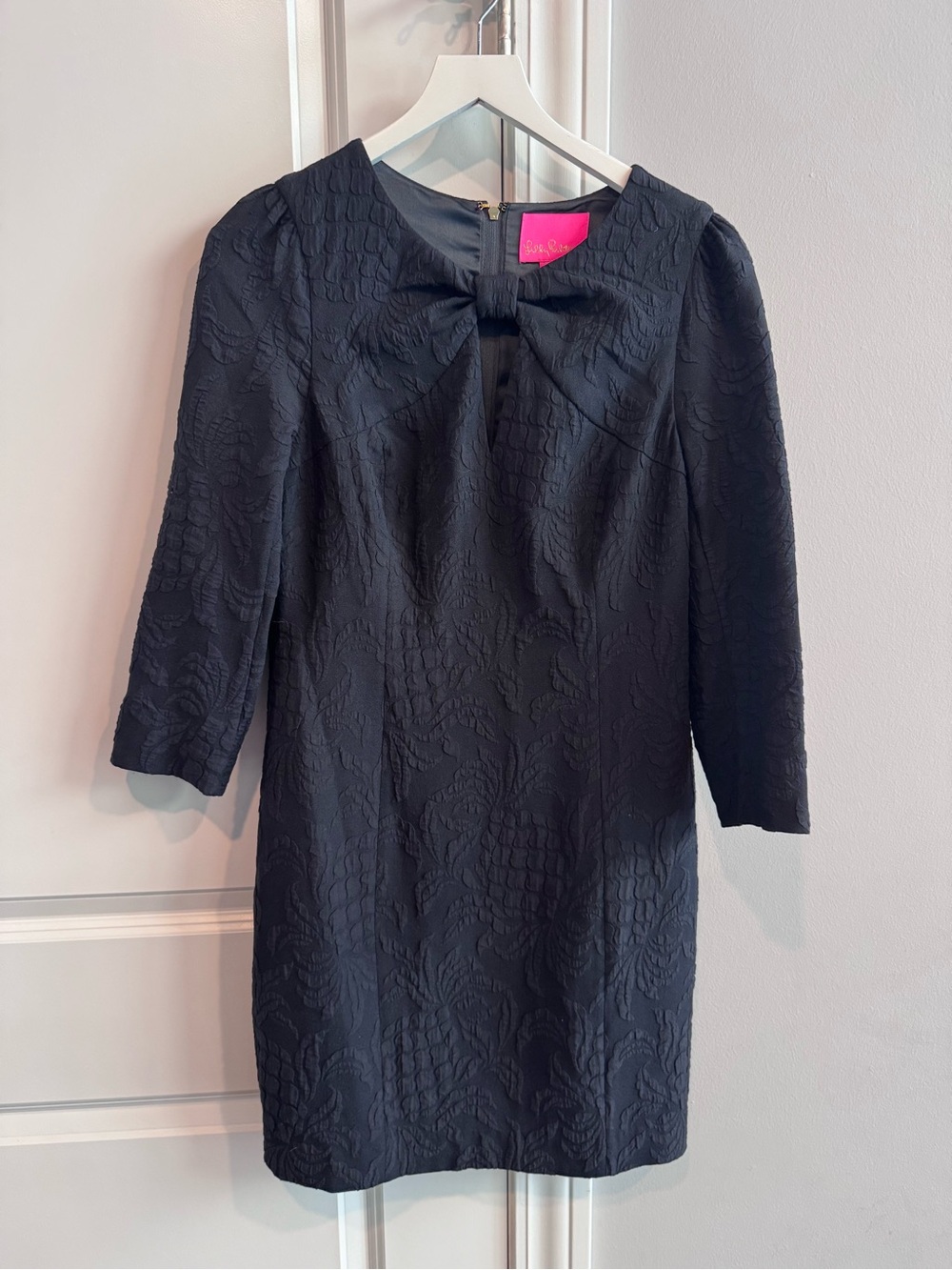 Lilly Pulitzer Black Textured Bow-Front Mini Dress
